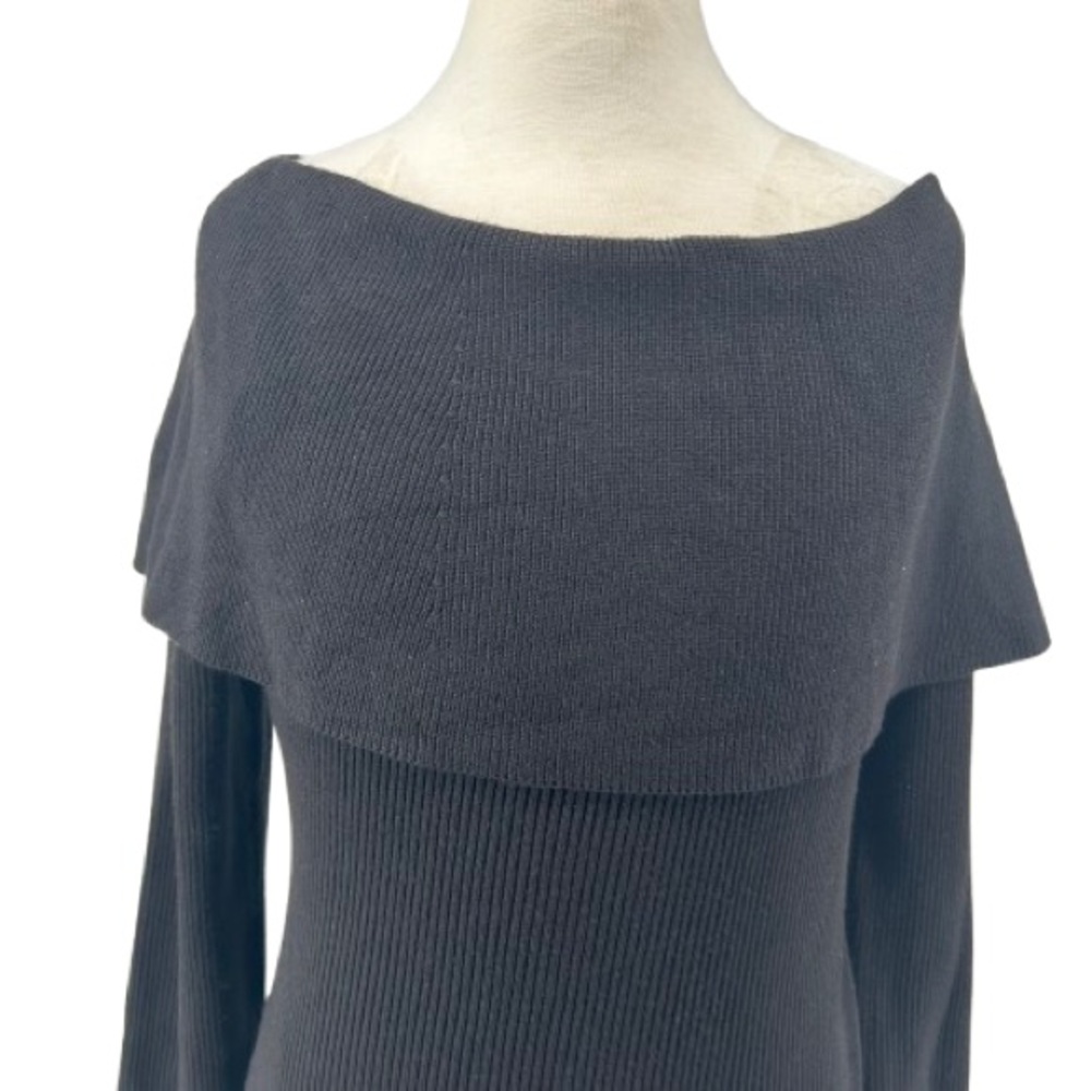 NWT White House Black Market Long Sleeve Bow Back Pullover Sweater Black Medium - Picture 9 of 15